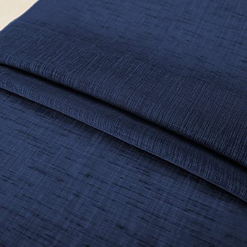 Image of KOUFALL Short Curtains for Bathroom Window,Sheer Cafe Curtains for Kitchen 36 Inch Length,Navy Blue