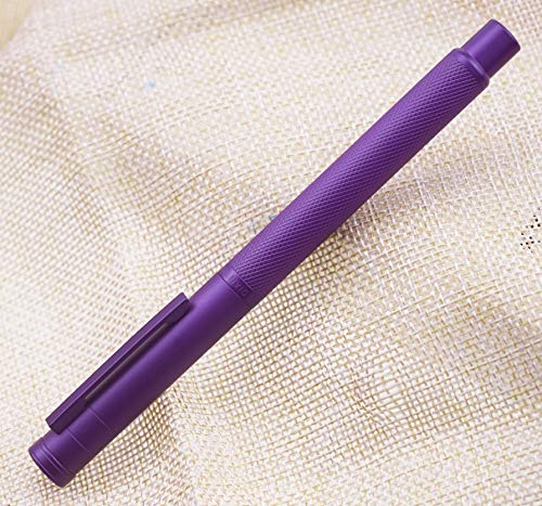 Image of Asvine Purple Fude Pen, Bent Nib Fountain Pen Calligraphy (Fine to Broad) with Converter and Metal Pen Case Set