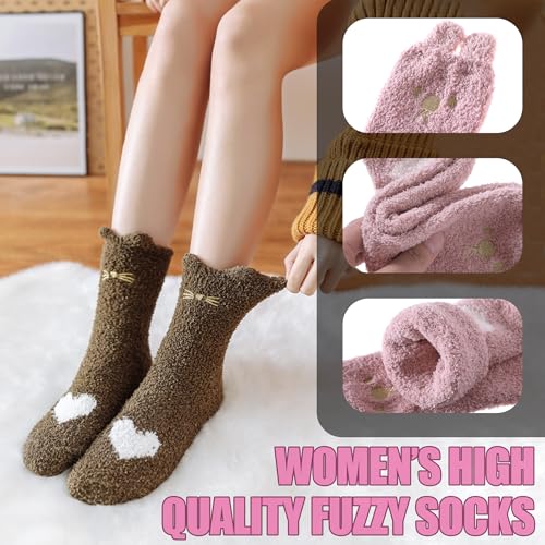 Image of ZaYang Womens Fuzzy Slipper Socks Cute Animal Soft Warm Winter Microfiber Sleeping Socks