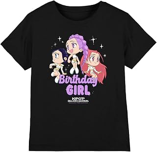 KPop Demon Hunters Unisex Kinder Kpop Demon Hunters Huntrix Birthday Girl Group Kids T Shirt, Black T-Shirt (1er Pack)