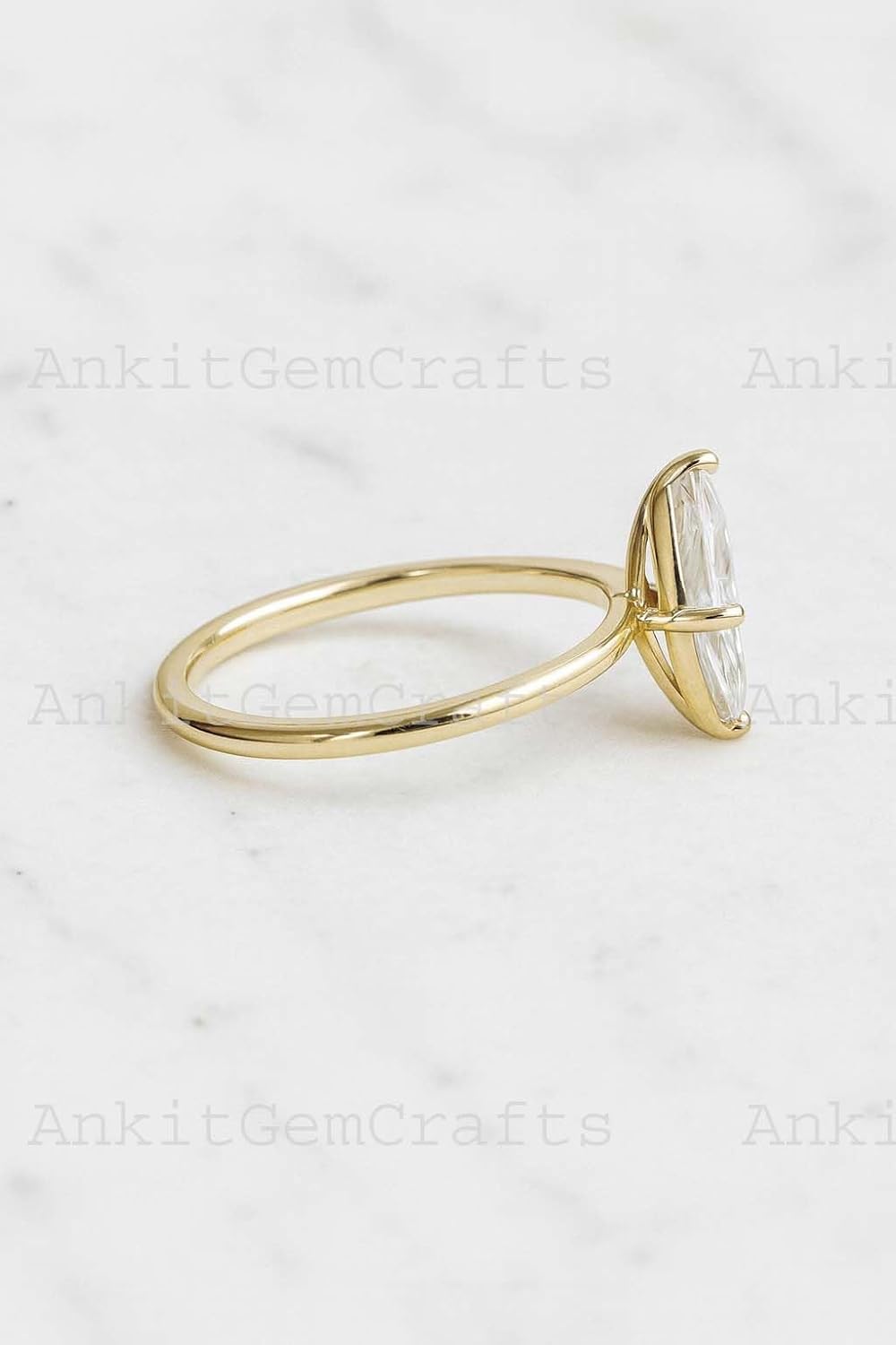 1 CT Marquise Cut Moissanite Engagement Ring – Solitaire Ring in 14K Solid Gold, Women’s Fine Jewelry, Wedding Anniversary Jewelry Christmas for Her