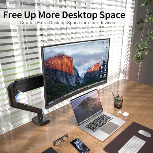 suptek Stojak na monitor PC dla monitorów LED LCD od 13 do 32 cali, regulowane ramię monitora ze sprężyną gazową, obrotowy stojak na monitora z 2 rodzajami instalacji, udźwig do 9 kg,czarny MD01A