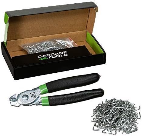 Cascade Tools Hog Ring Pliers Kit (200 Pack of Galvanized Steel Hog Rings Included) Perfect for Furniture Upholstery, Auto Upholstery, Meat & Sausage Casings, and More!