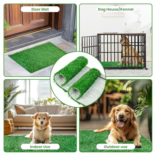 Image of Dog Grass Pee Pad, 2 Pack Puppy Pee Mats Fake Grass Reusable Artificial Indoor Outdoor Litter Box Training Rug with Drainage Holes for Small Dog