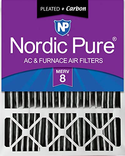 Image of Nordic Pure 20x25x5 Pleated MERV 8 Plus Carbon Air Filter 1 Pack | Actual Size: 19 3 /4 x 24 3 /4 x 4 3 /8 Lennox Replacement X6673 X6675 Made in USA, Standard HVAC & Furnace Filtration