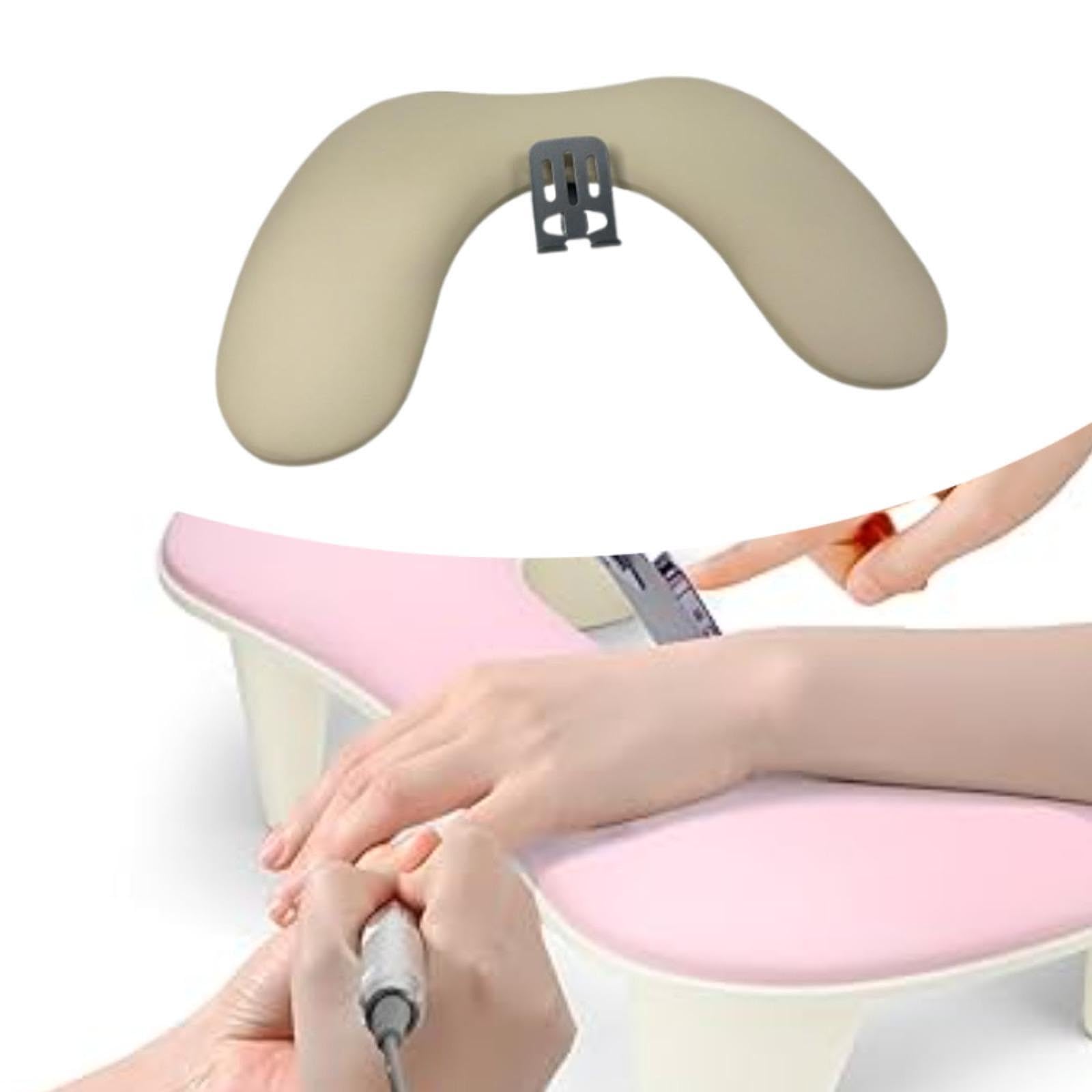 predolo Poggiabraccio per manicure, cuscino poggiamani, cuscino, morbido professionale a forma di U con supporto per telefono, strumento per manicure e unghie, Beige