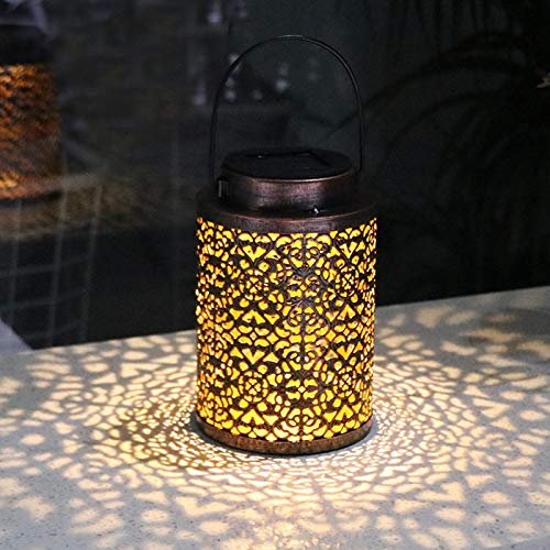 LOVIVER Pendurado Lanternas Solares Retro Oco Luzes Solares com Alça Cerca Pátio Ao Ar Livre Luzes S