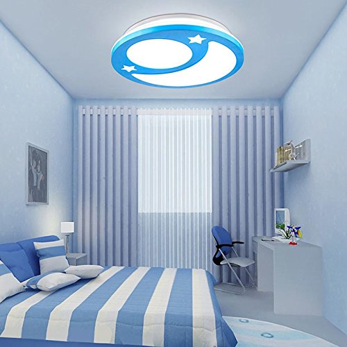 LED Księżyc-gwiazda-pokój dziecięcy lampa sufitowa kreatywna karykatura pokój dziecięcy sypialnia lampa sufitowa (niebieska)