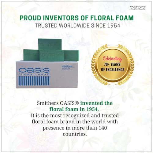 Image of Oasis Pack of 20 Advantage Floral Foam Bricks | Green Florist Foam Blocks for Flower Arrangements in Home Decor, Weddings, Events, Festivals & More | Size 9 x 3 x 4 Inches (2320-20)