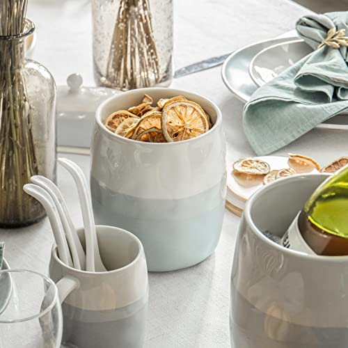 Dowan Kitchen Canister For Countertop, Ceramic Food Storage Jar 45 Fl Oz, Coffee, Tea, Flour And Sugar Canisters, Coffee Canister With Wooden Airtight Lid, Gradient Blue #TOP1