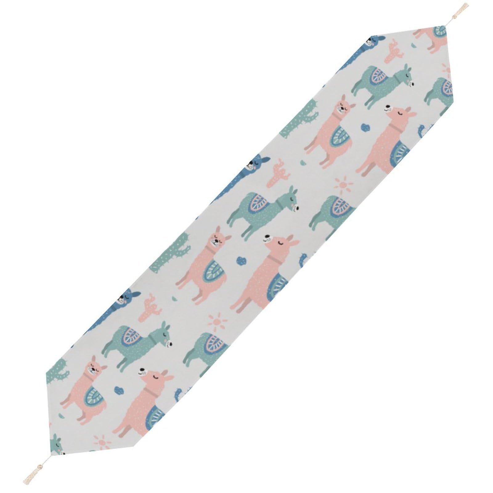 JZemdybill 178*33cm Table Runner with Tassel, Alpaca Cactus Table Runner, Table Decoration for Kitchen, Party, Restaurant