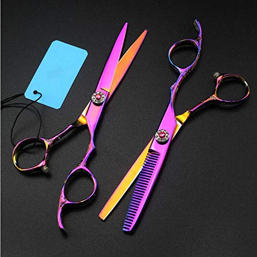 6" Professional Hair Cutting Scissors Set for Men Women Pets Home Salon Barber Cutting Kit,Purple,6 INCH