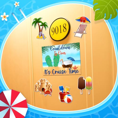 Image of Kanayu 6 Pcs Summer Cruise Door Decorations Magnetic Large Ship Decorations Magnets Anchor Cruise Decor Car Fridge Magnet Decal for Carnival Stateroom Door