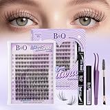 B&Q Wispy Lash Clusters Kit, Natural 05, Individual False Eyelashes Extension Set, Undetectable Natural Look for Effortless Day-to-Night Beauty, from Office Elegance to Date Night Glamour(8-16mix)