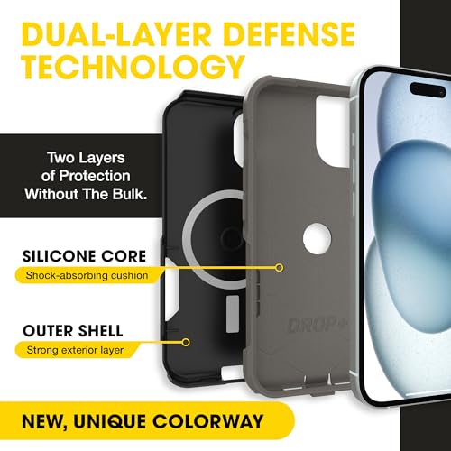 OtterBox iPhone 17e, 16e, 15, 14, & 13 Commuter Series Case - Slim & Tough, Pocket-Friendly, with Port Protection - Black/Grey by OtterBox - Image 2