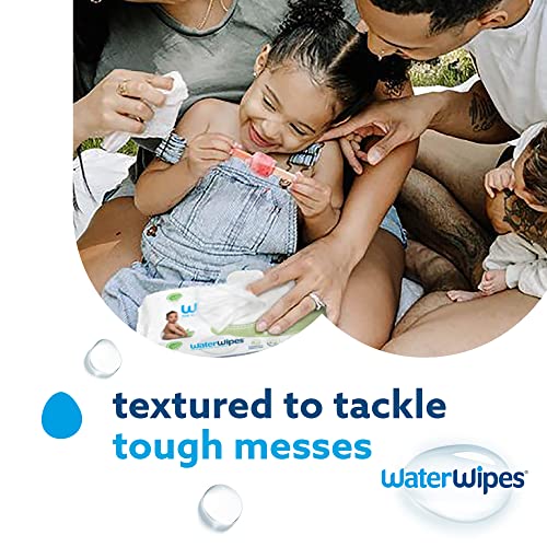 Waterwipes Plastic-Free Textured Clean, Toddler & Baby Wipes, 99.9% Water Based Wipes, Unscented & Hypoallergenic For Sensitive Skin, 240 Count (4 Packs), Packaging May Vary #TOP4