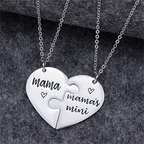 Nanafast 2 Pcs Mother Daughter Necklaces Adjustable Stainless Steel Matching Heart Necklace Set Mother’s Day Valentines Gifts For Couples Mom And Daughter - Mama #TOP5