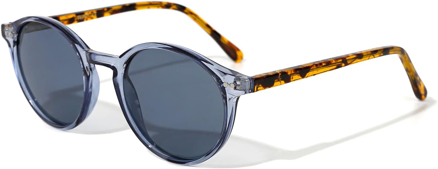 TIJN Vintage Small Round Sunglasses for Women Men,Stylish Polarized UV400 Colored Lens,Tinted Sun Glasses,Classic Sunnies