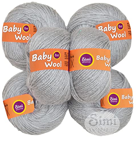 Image of 100% Acrylic Wool Steel Grey 14 Pc Baby Wool 4 ply Wool Ball Hand Knitting Wool /Art Craft Soft Fingering Crochet Hook Yarn-Art-HH