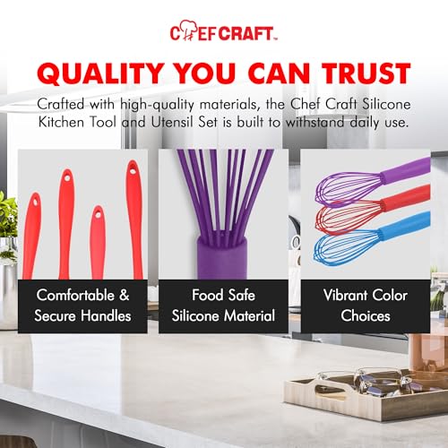 Image of Chef Craft Premium Silicone Wire Cooking Whisk, 10.5 Inch, Purple