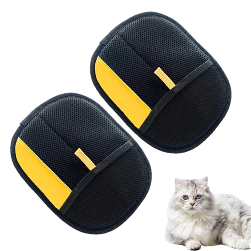 technodry Pet Hair Removal Glove – 2 Pcs Reusable Grooming Gloves for Deshedding & Washing, Breathable Mesh Pet Hair Mitt, Gentle Massage Tool for Dogs Cats Rabbits