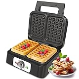 Sunvivi 2 Slices Waffle Maker: Electric Waffle Iron with Adjustable Temperature Control, Nonstick Waffle Machine with Indicator Light, Easy to Clean, Ideal for Kids and Families, Silver
