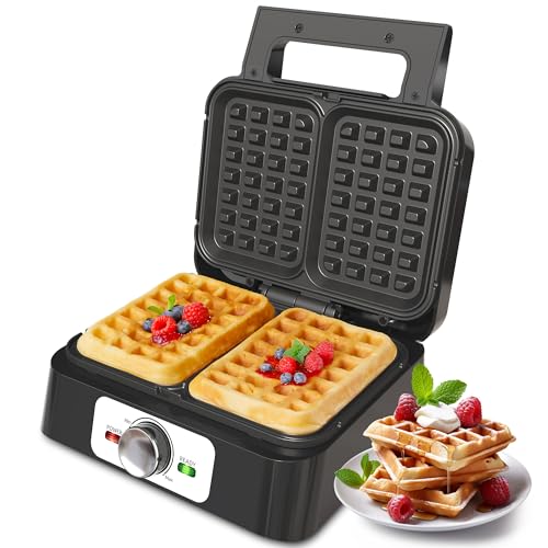 Sunvivi 2 Slices Waffle Maker: Electric Waffle Iron with Adjustable Temperature Control, Nonstick Waffle Machine with Indicator Light, Easy to Clean, Ideal for Kids and Families, Silver