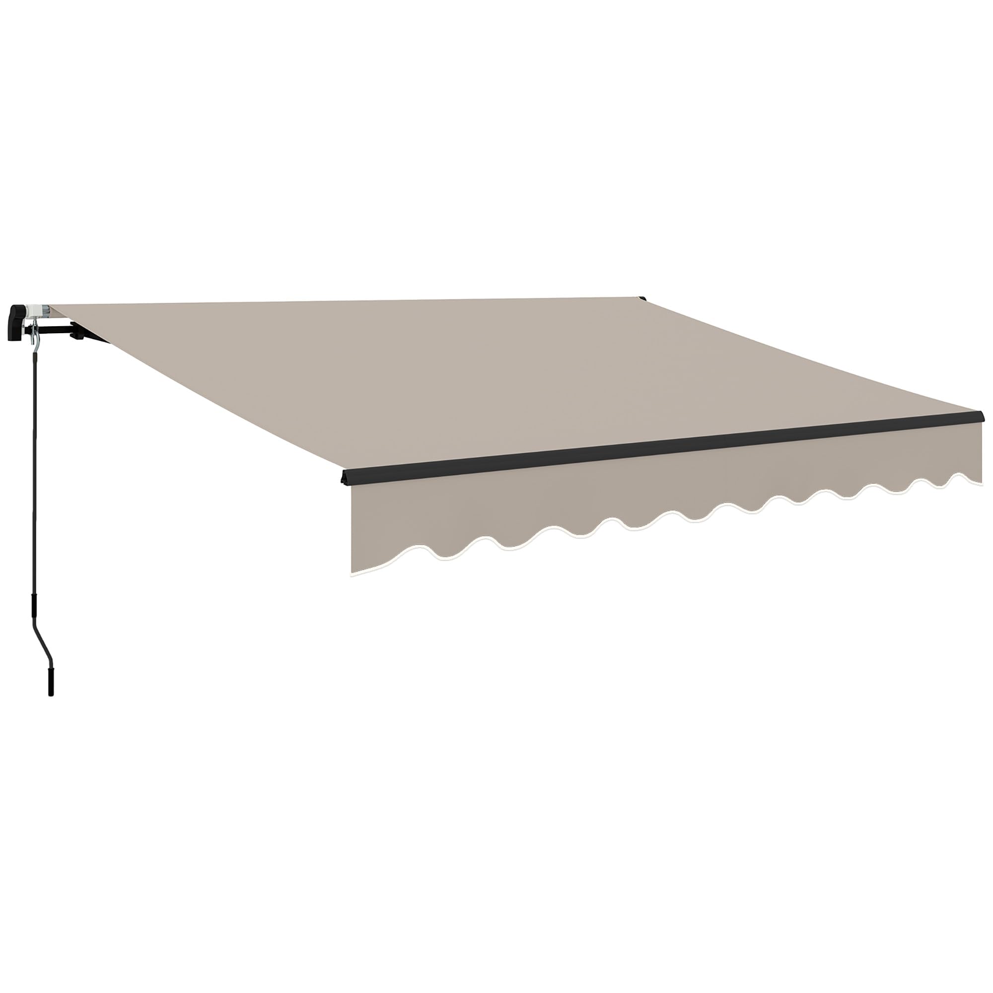 Outsunny Toldo Manual Retráctil 360x220 cm Toldo para Balcón con Manivela de Aluminio 3 Brazos y Protección UV30+ Toldo Enrollable de Exterior para Jardín Terraza Ventanas Crema