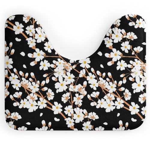 U型 トイレマット 桜 花柄 和柄 和風 バスマット 足ふきマット バスルームマット U型トイレマット 滑り止め 吸水 静音 抗菌 洗える おしゃれ