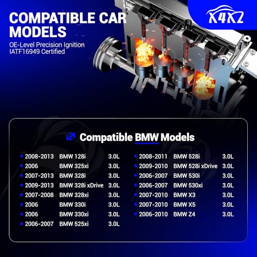 Image of UF592 Ignition Coil & 12120032137 Double Iridium Spark Plug For BMW 328i | 128i 325xi xDrive 328xi 330i 330xi 525xi 528i xDrive 530i 530xi X3 X5 Z4 3.0L V6 engines Replaces# C1638 12137594937