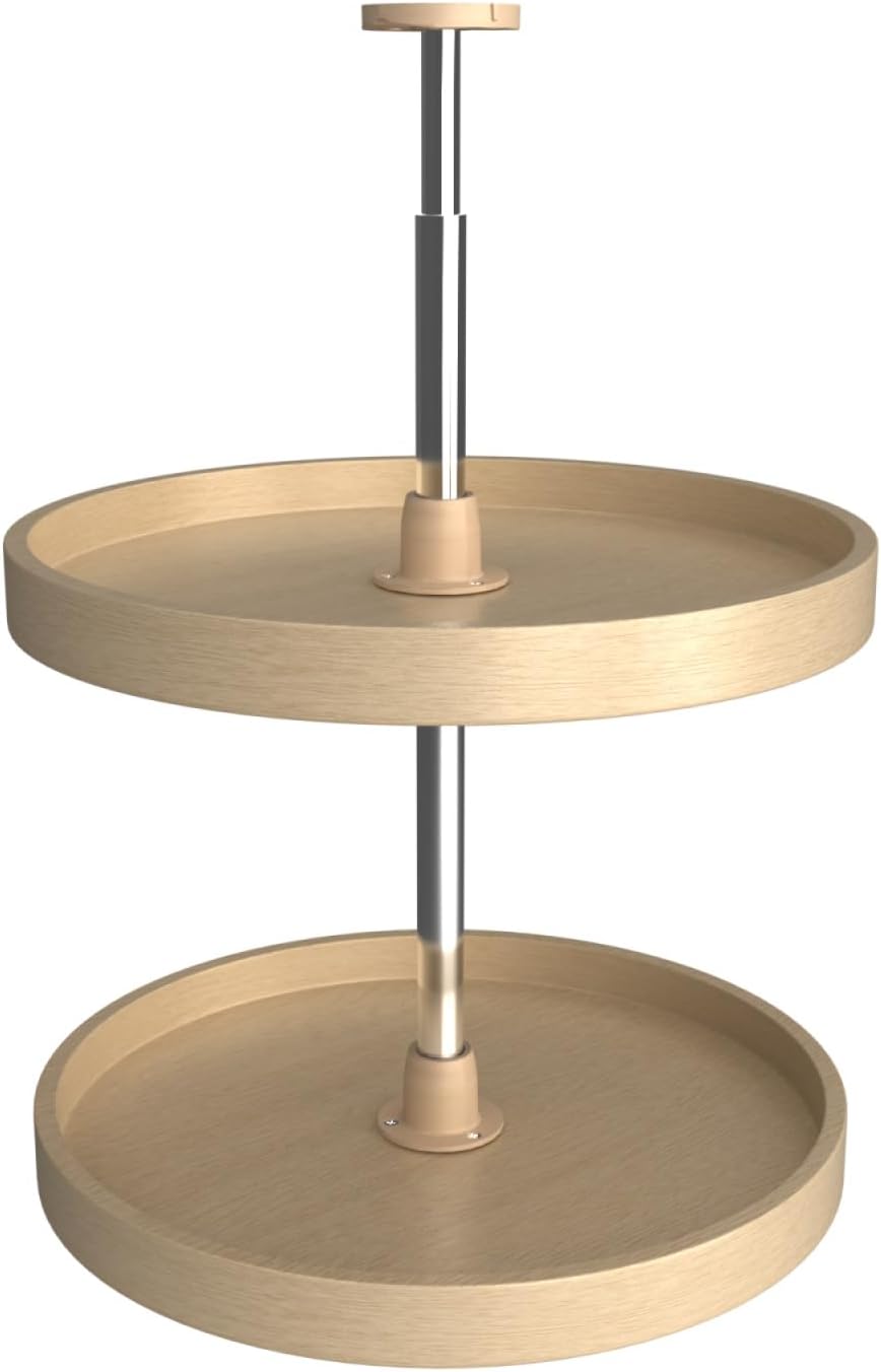 Lazy Daisy Banded Wood Full-Circle 2-Shelf Lazy Susans for Corner Wall Cabinets