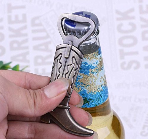 Youkwer 24 Pcs Unique Skeleton Cowboy Boots Shaped Bottle Opener With Escort Tag Card For Wedding Party Favors Gift & Decorations (Cowboy Boots，Bronze) #TOP2