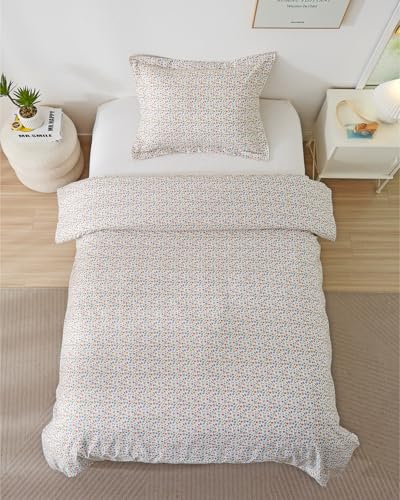 Image of Duvet Cover Twin /TXL Size Set - Extra Soft Floral Duvet Cover 68 x 90 with 1 Pillow Sham - Comfy, Breathable Floral Bedding Set - Hotel Luxury & Fade Free with Zipper Closures & Ties - Spring Garden