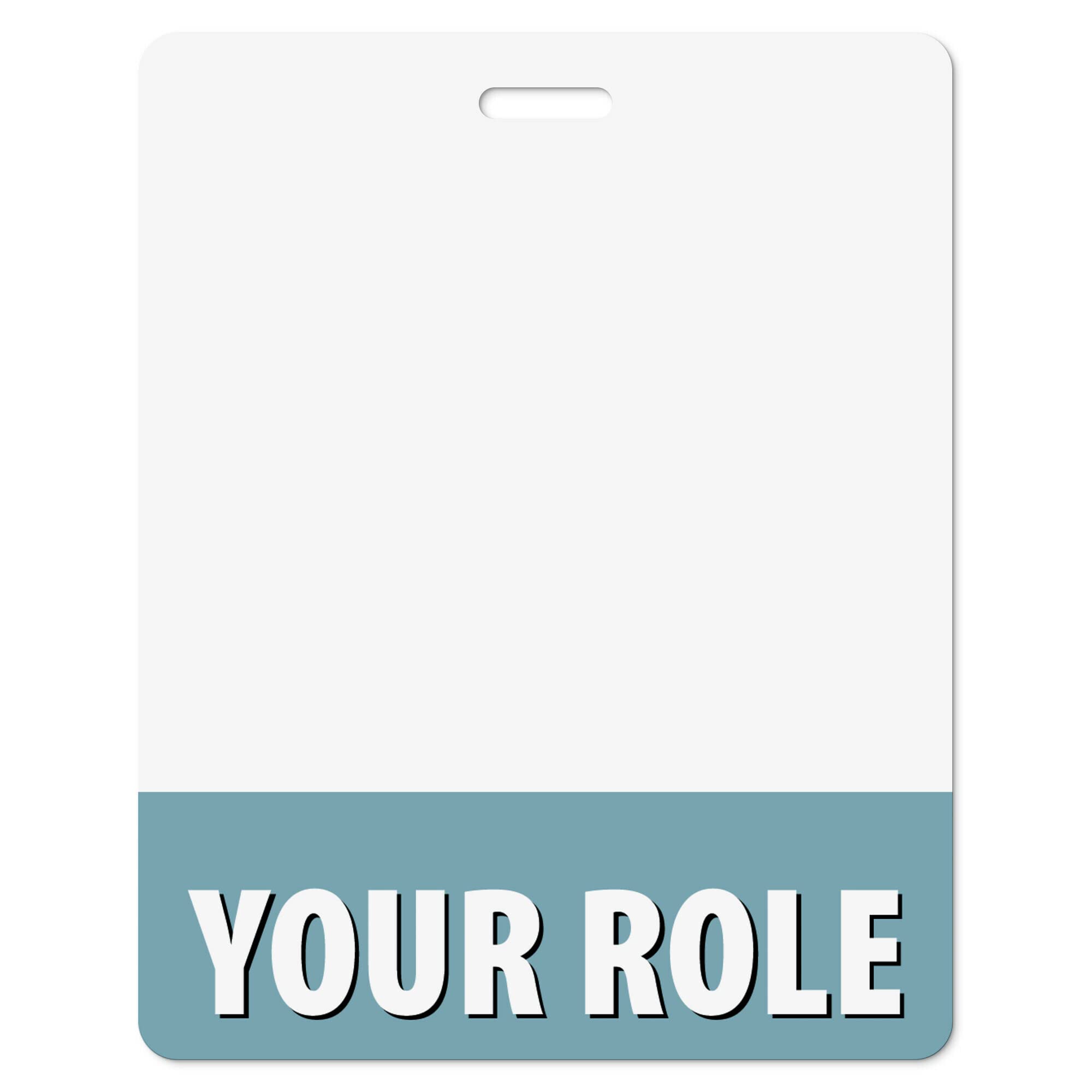 Custom Badge Buddy - in Hydrogen Blue Color - Horizontal Oversized - Double Sided Backer Card - Durable and Water Resistant Ideal for Teachers, Nurses