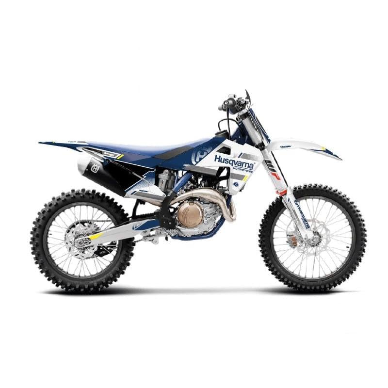 Kit deco moto cross Split Husqvarna FC 250 blanc bleu anti UV robuste