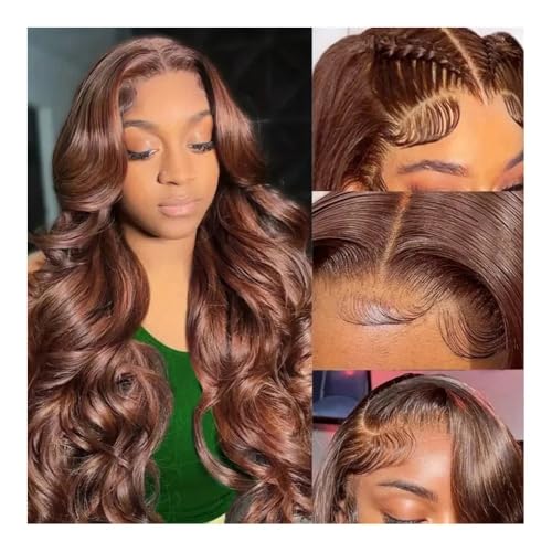 Perruque marron chocolat 13x4 lace wig densité 200% pour un volume maximal - 3