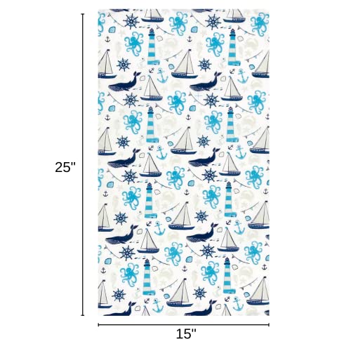 Summer Kitchen Dish Towel Set: Fun Lighthouse Ocean Life Design, Set Of 2 (Coastal) #TOP1