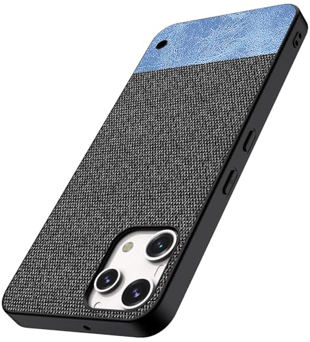 Image of Kapa Soft Fabric & Leather Hybrid Protective Back Cover for Nothing Phone 3A LITE | Shockproof Slim Hard Anti Slip Back Case (Black,Blue)