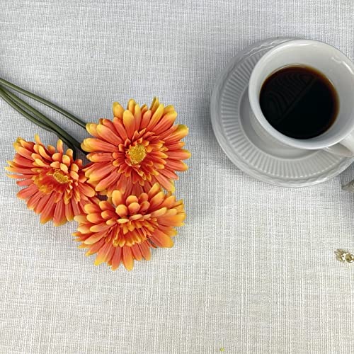 Topia Artificial African Daisies Flowers African Daisy Silk Flowers Artificial Gerbera Daisies Pack Of 10 (Orange) #TOP2