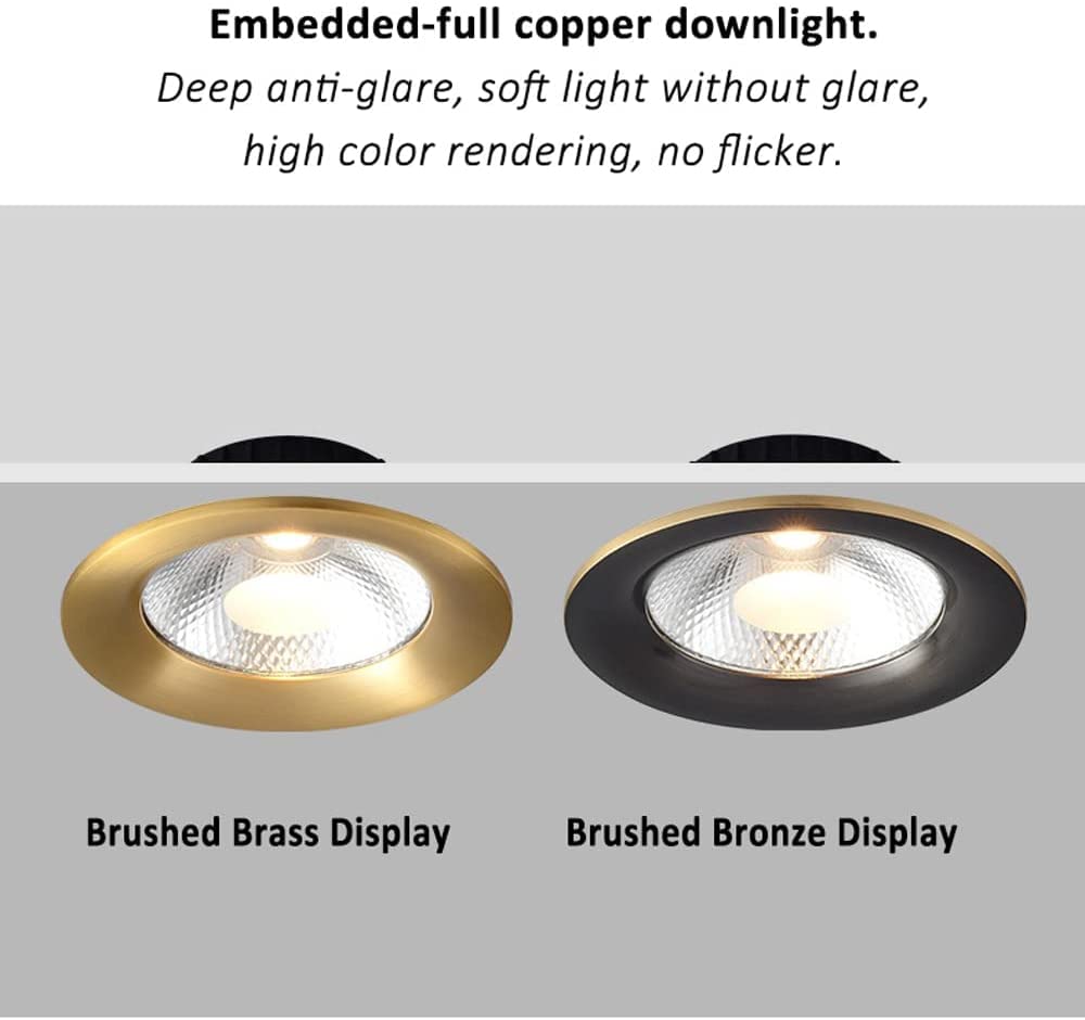 Juego de 6/3/1 focos LED empotrables de latón de 3/4/5 Pulgadas, Kit de conversión de reemplazo para focos de Techo Tipo Ojo de Buey, focos LED sin Carcasa para lámparas de pa,6pack-12W
