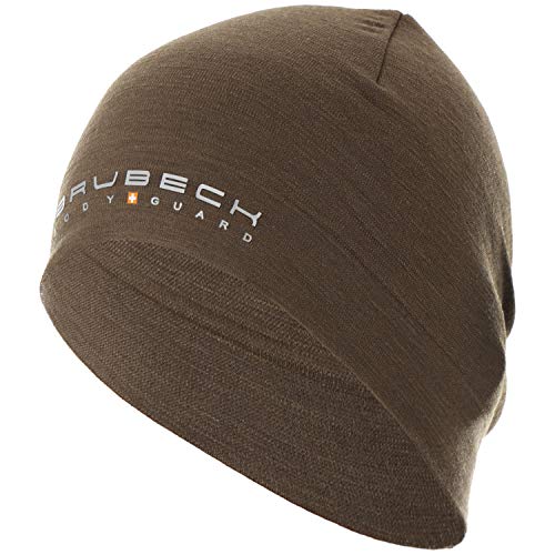 BRUBECK Outdoor Mütze Herren | Winter Funktionsmütze atmungsaktiv | Motorradfahren | Ski | Snowboard | Skiing | Skull Hat Helmet | 48% Merinowolle | Gr. L - XL | Khaki | HM10180