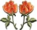 Orange roses pair flowers floral retro boho hippie embroidered appliques iron-ons patches new