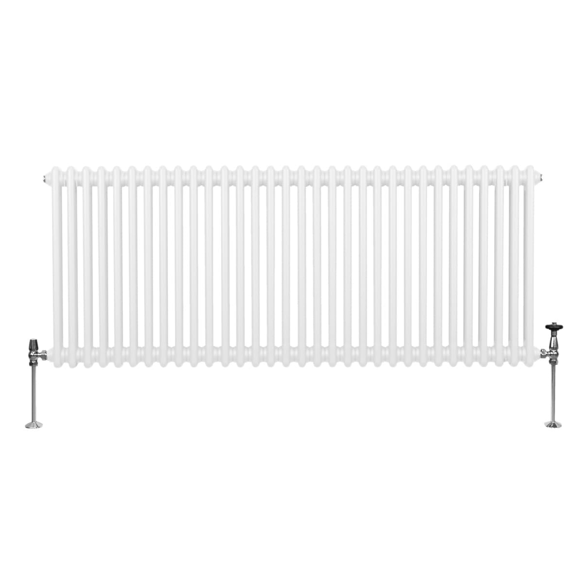 Radiador Tradicional Horizontal de 2 columnas 600mm x 1462mm | Blanco | Acero | Montado en pared | Kit de fijación y soportes + Cepillo de limpieza GRATIS | Calefacción estufa calefactor