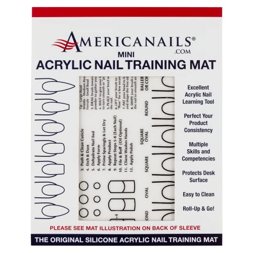Americanails RealisTech Ultra Mini Acrylic Nail Training Mat and Lifelike Silicone Practice Finger - Silicone Trainer Sheet for Application Practice, Mannequin Finger with Insertable Nails,