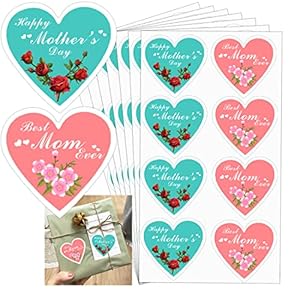 Top label Happy Mother’s Day Stickers,2 Inch Mother’s Day Heart Shape Envelope Seals Label,Gift Tags for Bouquet,Gift…