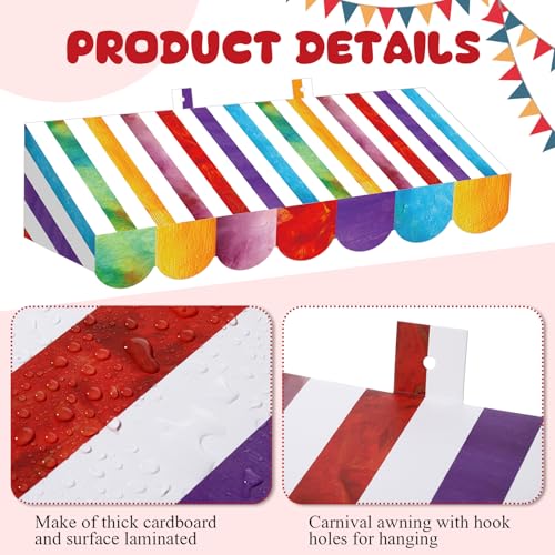 Image of Tallew 4 Pcs 3D Circus Awning Wall Decoration Carnival Awning for Carnival Theme Party Classroom Decorations(Mixed Color and White)