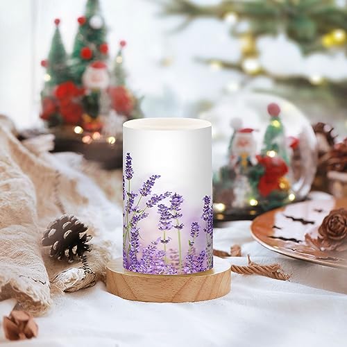 Image of YETTASBIN Purple Lavender Flameless Candles with Remote Control and Timer, Adjustable Brightness Long Lasting Battery Operated LED Pillar Candles for Indoor Outdoor Party Holiday Home Decor, 2 Pack