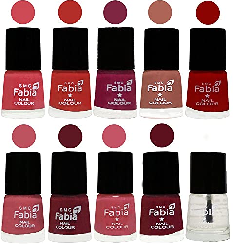Image of SMC Fabia ALL IN ONE (PACK OF 10), Long Lasting Glossy Nail Polish, 6 ml Each, All Vibrant Colours,02376