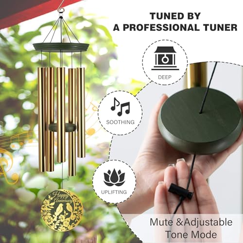 Image of ASTARIN Happy Anniversary Wind Chimes Personalized, Deep Tone Wind Chimes for Memory Day, for Couple Friends Wife Husband, Marriage Keepsake Gift Ideas