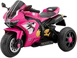 Bang Toys - Moto Elétrica Infantil Edge Titan 12V - com Luzes de LED, Sons, Entrada USB/MP3, Bluetooth e Acelerador no Pedal - Suporta até 25kg - Cor Rosa